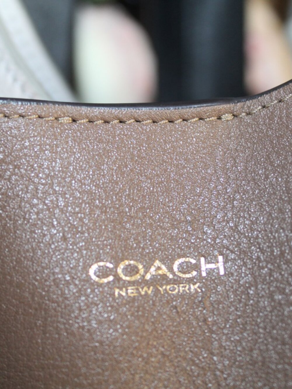 Coach Brooklyn 39 dark stone leather shoulder bag large genuine leather - Picture 8 of 16